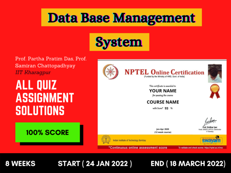 nptel database management system assignment 0 answers 2022