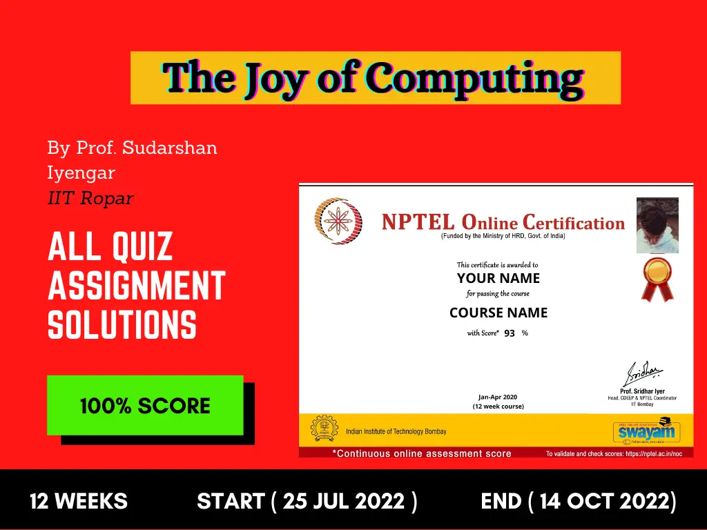 The Joy of Computing NPTEL Assignment Solutions